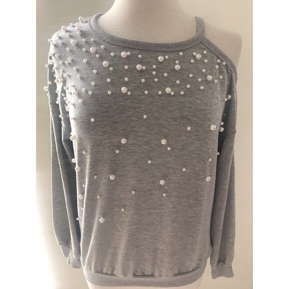 Unbranded Womens Embellished Cold Shoulder Gray Sweater Dress, Size M - Picture 1 of 6